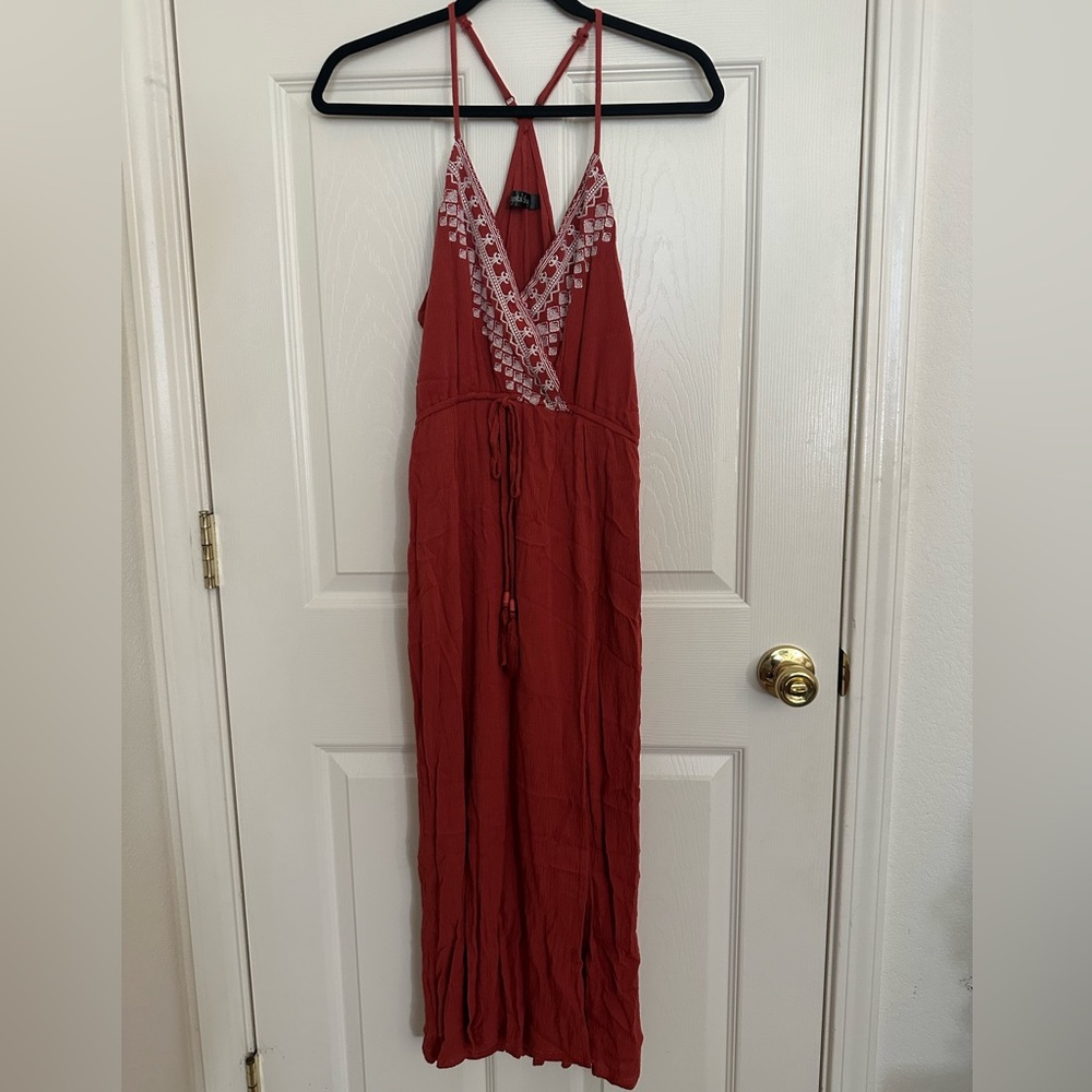 Linen Blend Sleeveless Maxi Dress